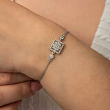 STİLLOVE Gümüş Kare Baget Taşlı Kadın Bileklik