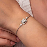 STİLLOVE Gümüş Kare Baget Taşlı Kadın Bileklik