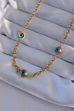 STİLLOVE 316L Çelik Gold Renk Nazar Boncuk Model Kolye