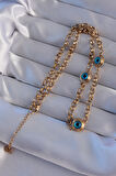 STİLLOVE 316L Çelik Gold Renk Nazar Boncuk Model Kolye