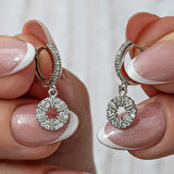 STİLLOVE Gümüş Geometrik Desenli Kadın Küpe