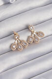 STİLLOVE Pirinç Gold Renk Zirkon Taşlı Geometrik Model Küpe