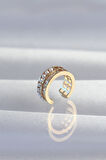 STİLLOVE Pirinç Gold Renk İncili Baget Taşlı Earcuff Küpe