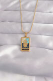 STİLLOVE 316L Çelik Gold Renk Karışık Mineli El Figür Tarot Kolye