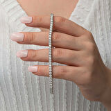 STİLLOVE Gümüş 3.5 mm Beyaz Taşlı Su Yolu Kadın Bileklik