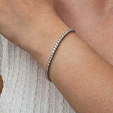 STİLLOVE Gümüş 3.5 mm Beyaz Taşlı Su Yolu Kadın Bileklik