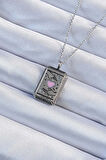 STİLLOVE 316L Çelik Zincir Eskitme Gümüş Renk Pembe Mineli Kalp Figürlü Tarot Kolye