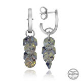STİLLOVE Swarovski Crystal Taşlı Gümüş Salkım Sallantılı Çivili Kadın Küpe