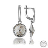 STİLLOVE Swarovski Crystal Taşlı Gümüş Beyaz Sallantılı Kadın Küpe