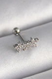 STİLLOVE 316L Çelik Gümüş Renk Zirkon Taşlı Yonca Tragus Piercing
