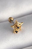 STİLLOVE 316L Çelik Gold Renk Siyah Zirkon Taş Detay Örümcek Ağ Model Tragus Piercing