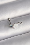 STİLLOVE 316L Çelik Gümüş Renk Zirkon Taş Detay Beyaz Çiçek Model Tragus Piercing