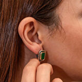 STİLLOVE Gümüş Yeşil Taşlı Otantik Kadın Küpe