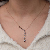 STİLLOVE Gümüş Sıralı Mistik Topaz Taşlı Damla Kadın Kolye