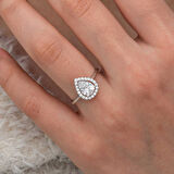 Gümüş Beyaz Zirkon Taşlı Damla Kadın Yüzük SL9095