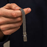 Gümüş Oksitli Desenli Erkek Bileklik T9071