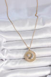316L Çelik Gold Renk Mix Renk Ay Güneş Model Kadın Kolye SL11583