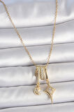 316L Çelik Gold Renk Zirkon Taşlı Sallantı Ay Yıldız Figür Charm Kadın Kolye SL11589