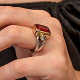 Gümüş Kırmızı Zirkon Taşlı Otantik Kadın Yüzük  SL11752