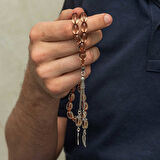 Gümüş Püsküllü Ateş Kehribar Tesbih SL12418