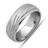 Gümüş Kalemli Çizgi Desenli Rodyum Alyans SL12500