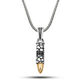 Gümüş Siyah Zirkon Taşlı Mermi Erkek Kolye SL12605