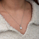 Gümüş Damla Beyaz Zirkon Taşlı Kadın Kolye SL12654