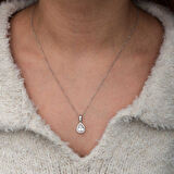 Gümüş Damla Beyaz Zirkon Taşlı Kadın Kolye SL12654