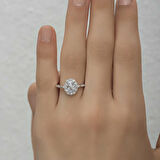 STİLLOVE Gümüş Beyaz Oval Taşlı Kadın Yüzük