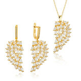 STİLLOVE Gümüş Gold Melek Kanadı Kadın Set