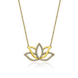 STİLLOVE Gümüş Gold Lotus Çiçeği Kadın Kolye