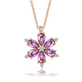 STİLLOVE Gümüş Rose Mor Lotus Çiçeği Kadın Kolye