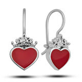 STİLLOVE Gümüş Kırmızı Kalp Sallantılı Çocuk Küpe