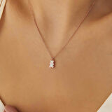 STİLLOVE Gümüş Rose Renkli Ayıcık Kadın Kolye