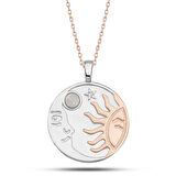 STİLLOVE Gümüş Rose Opal Beyaz Taşlı Ay Güneş Kadın Kolye