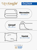 Mrs.Gugar Tek Kişilik Saten Çizgili Beyaz Nevresim Takımı 