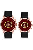 Çift Saatleri Sevgili Saati Osmanlı Tuğrası Kırmızı Çift Kol Saati
