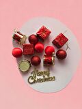 Yılbaşı Çam Ağacı Süsü Karışık Kırmızı Noel Seti Asılı Ağaç Süsü Yılbaşı Ağacı Süsleme Noel Süsleri