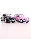 Sevgiliye Eşe Sürpriz Hediye 2 Adet Siyah Pembe Metal Vosvos Araba Dıe Cast Büyük Boy 12cm