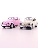 Nostaljik Vosvos Araba 2 Adet Beyaz Pembe Metal Vosvos Araba Dıe Cast Büyük Boy 12cm