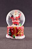 Dekoratif Yılbaşı Merry Christmas Sevimli Noel Baba Temalı  Mini Boy Işıklı Kar Küresi 6,5 cm