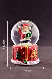 Dekoratif Yılbaşı Merry Christmas El Sallayan Noel Baba Temalı  Mini Boy Işıklı Kar Küresi 6,5 cm