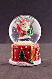 Dekoratif Yılbaşı Merry Christmas El Sallayan Noel Baba Temalı  Mini Boy Işıklı Kar Küresi 6,5 cm