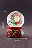Yeni Yıl Hediyesi Dekoratif Yeni Yıl Noel Baba ve Çam Ağacı Temalı Mini Boy Kar Küresi 6,5 cm