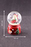 Yeni Yıl Hediyesi Dekoratif Yeni Yıl Noel Baba Temalı Mini Boy Işıklı Kar Küresi 6,5 cm