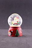 Yeni Yıl Hediyesi Dekoratif Yeni Yıl Noel Baba Temalı Mini Boy Işıklı Kar Küresi 6,5 cm