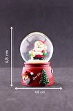 Yeni Yıl Hediyesi Dekoratif Yeni Yıl Noel Baba Temalı Mini Boy Işıklı Kar Küresi 6,5 cm