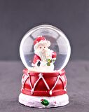 Yeni Yıl Hediyesi Dekoratif Noel Baba ve Kardan Adam Temalı Işıklı Yılbaşı Kar Küresi 6.5 cm