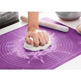 1 Adet Hamur Açma Matı Ölçekli Büyük Boy Silikon Hamur Açma Matı 50x40 Cm Hamur Açma Matı Ölçekli