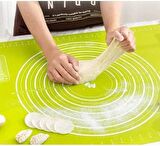 Hamur Açma Matı 50x40 Cm Hamur Ölçekli Yeşil Büyük Boy Silikon Hamur Açma Matı 50x40 Cm
